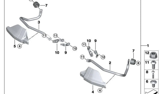 Soporte para protección de mano derecha OEM 32717109414 para BMW F 850 GS, F 900 GS. Original BMW Motorrad.