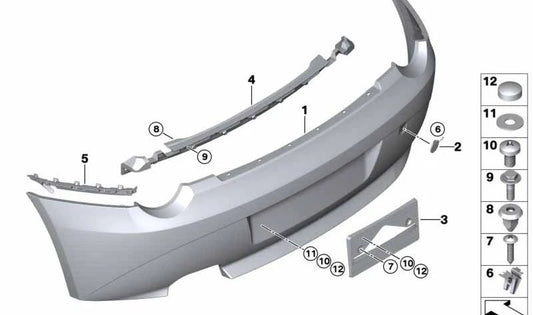Parachoques trasero imprimado OEM 51127055466 para BMW Z4 E85. Repuesto original BMW.
