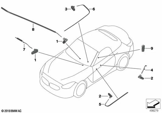 Right door contour line guide light for BMW Z4 G29 (OEM 63317938058). Original BMW