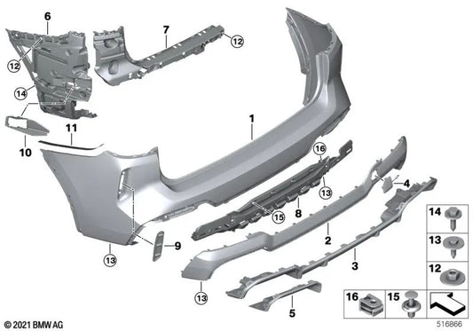 Supporto per paraurti posteriore sinistro per BMW E46, E90, F30 (OEM 51129850833). BMW originale
