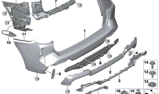 Conducto absorbente derecho OEM 51129850846 para BMW X3 G08. Pieza original BMW.