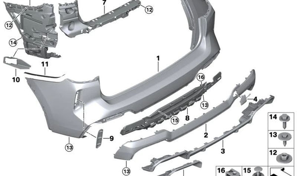 Embellecedor inferior derecho para BMW (OEM 51129850850). Original BMW