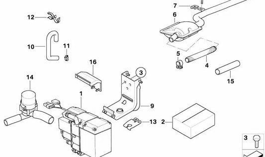 Tubo de escape calefacción OEM 64128391425 para BMW E39 (520d, 520i) y E38. Compatible con versiones manual y automática. Original BMW.