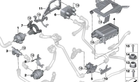 Electric coolant pump for BMW 4 Series G26E, G26F, 5 Series G60, G61, G68, 7 Series G70, i I20, X5 G18N, X6 G06N (OEM 11519455034). Genuine BMW