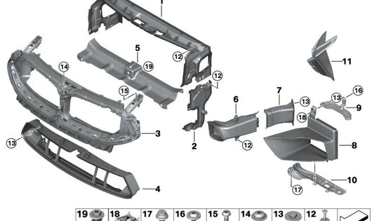 Guía de aire para freno izquierdo OEM 51748065809 para BMW F90, F90N, F91, F92, F93. Original BMW.