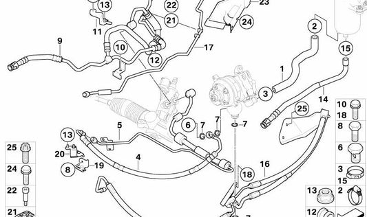 Juego de tornillos de aluminio para manguito de expansión OEM 32410394738 para BMW E60, E61, E63, E64, E65 y E66. Original BMW.