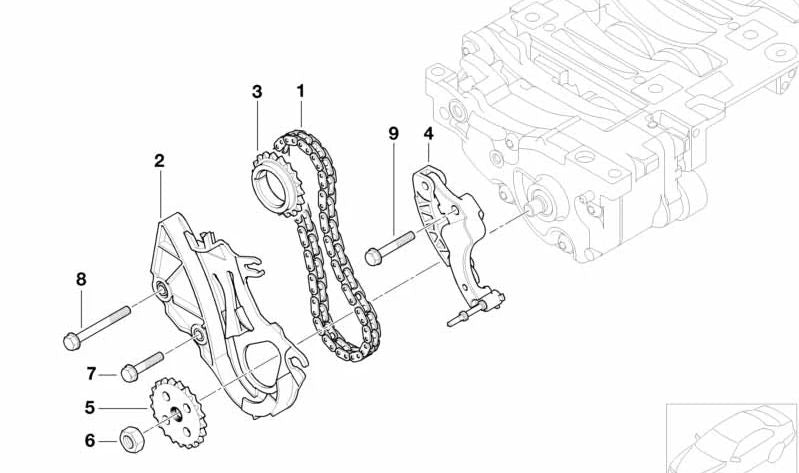 Parafuso hexagonal com arruela para BMW E81, E82, E87, E88, E46, E90, E91, E92, E93, E60N, E84, E83, E85 (OEM 07119903488). BMW original