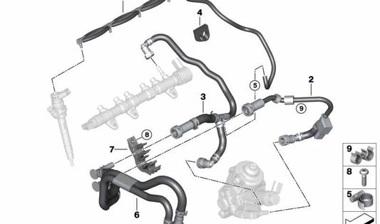 OEM 13538587546 Tipe de retour de carburant pour BMW F40, F44, F45, G42, G20, G21, G28, G22, G23, G26, G30, G31, G32, F48, F39, G01, G02, F55, F56, F57, F54, F54, F54, F60. BMW d'origine.