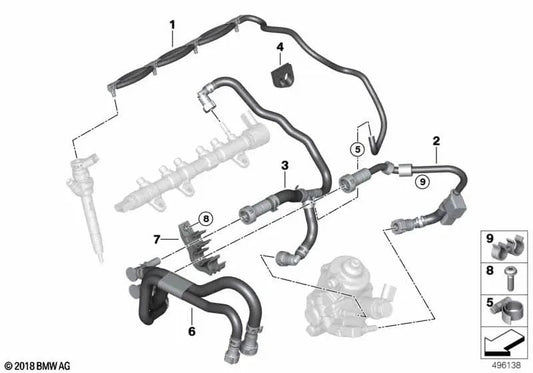 BMW leak oil conduction Series 1 F20, F21, F40, Series 2 F22, F23, F44, F45, F46, Series 3 F30, F31, F34, G20, G21, Series 4 F32, F33, F36, Series 5 F11n, G30, G31, X1 F48, X2 F39, X3 F3 F26, G02, Mini F54, F55, F56, F57, F60, R60, R61