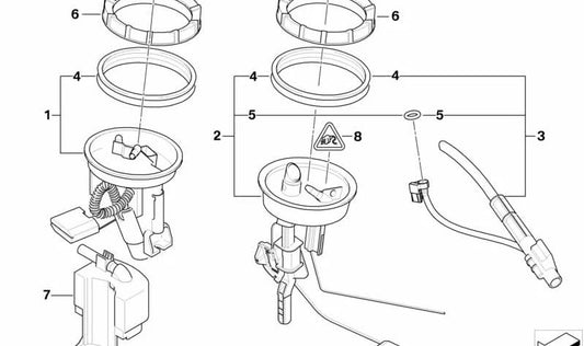 Pompe à carburant droite OEM 16146768488 pour BMW E46 (tous les modèles compatibles: 316i, 318i, 320i, 323i, 325i, 328i, 330i, M3). BMW d'origine.