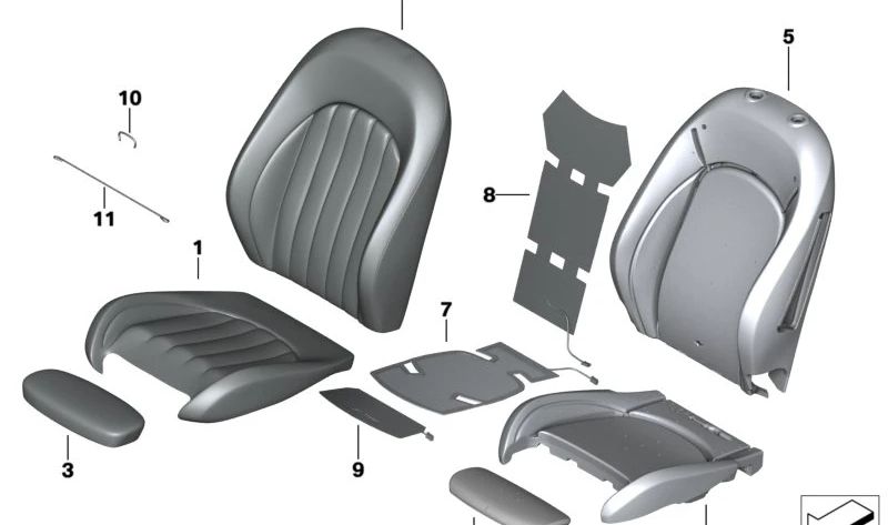 Funda respaldo deportivo cuero izquierdo Carbon Black OEM 52107414577 para MINI F56, F56 BEV, F57, F57 BEV... y más. Original MINI.
