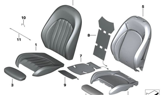 Funda respaldo deportivo cuero izquierdo Carbon Black OEM 52107414577 para MINI F56, F56 BEV, F57, F57 BEV... y más. Original MINI.