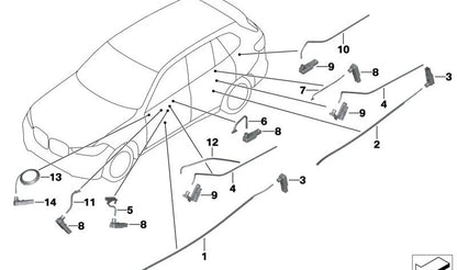 Guía de luz interior para tirador de puerta trasera derecha OEM 63316996272 para BMW X5 (F95, F95N, G05, G05N, G18, G18N), X6 (F96, F96N, G06, G06N) y X7 (G07, G07N). Original BMW.