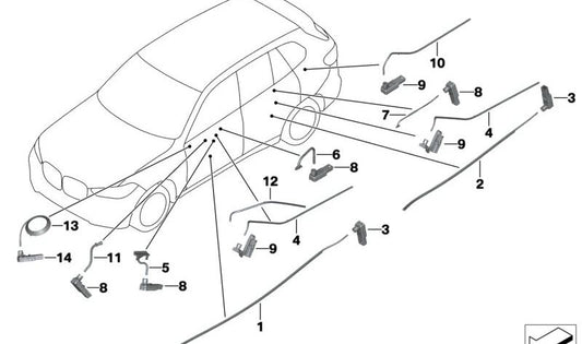 Guía de luz espejo retrovisor OEM 63316996399 para BMW X5 (F95, F95N, G05, G05N, G18, G18N), X6 (F96), X7 (G07, G07N). Original BMW.