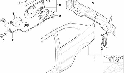 Motor eléctrico tapa depósito OEM 67116987637 para BMW E46, X3 E83, E83N. Control de apertura/cierre de la tapa del combustible. Original BMW.