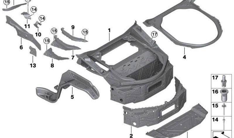 Refuerzo de larguero derecho OEM 41007479942 para BMW i8 (I15). Original BMW.