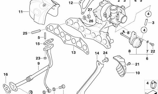 Turbocompresor OEM 11657790867 para MINI One D y Cooper D R50 (2003–2006) con motor W17. Original MINI.