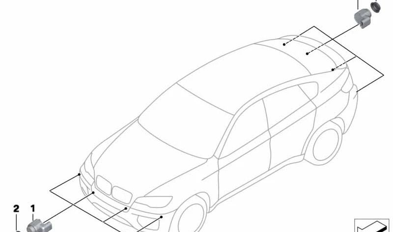 Sensore di parcheggio PDC Monte Carlo Blau OEM 66209233044 per BMW F07, F10, F11, E70, E71. BMW originale.