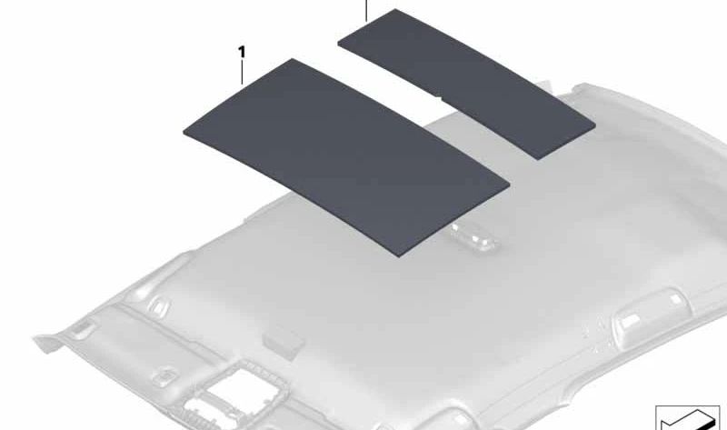 Aislante acústico techo delantero OEM 51447444561 para BMW F40 {116d, 116i, 118d, 118i}. Reduce ruidos del techo original BMW.