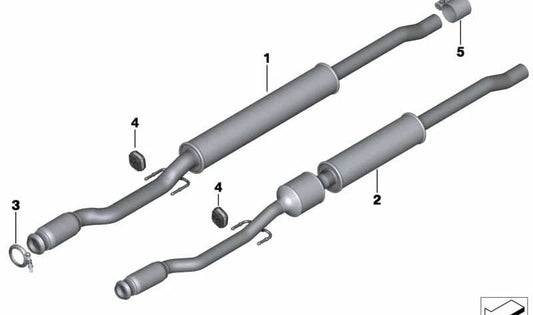 Silencioso previo OEM 18307649153 para MINI R56, R57, R57 LCI Cooper con motor N12 y N16. Original MINI.