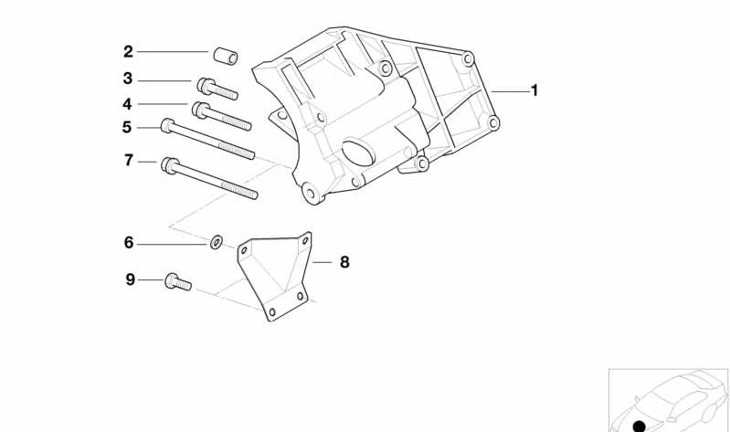 Soporte para compresor de aire acondicionado OEM 64557512556 para BMW E46, E39, E60, E61, E83, E53, E85. Original BMW.