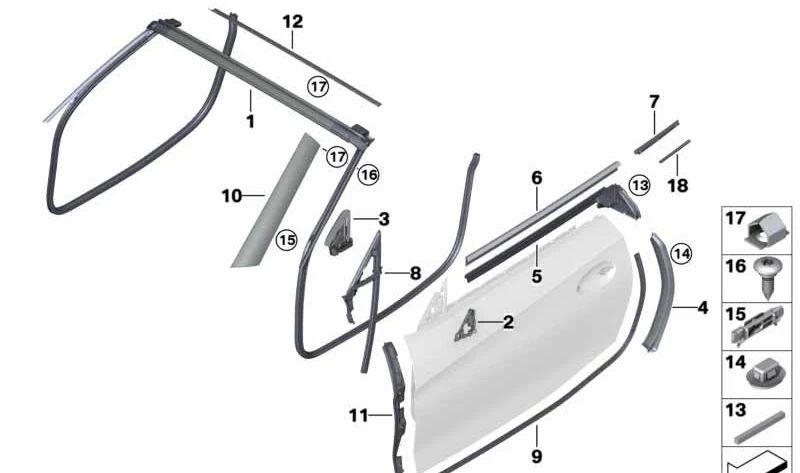 Junta Triángulo del Espejo Izquierda para BMW G29 (OEM 51337429633). Original BMW