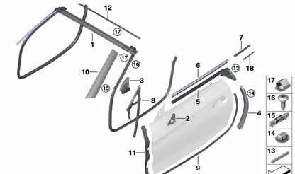 Grapa / Clip de fijación OEM 51137379033 para BMW F25, F26, G29. Pieza original BMW ideal para sujeción de molduras y embellecedores.