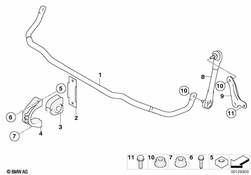 Left stabilizer bar for BMW 6 Series E63, E63N, E64, E64N (OEM 31306781541). Original BMW