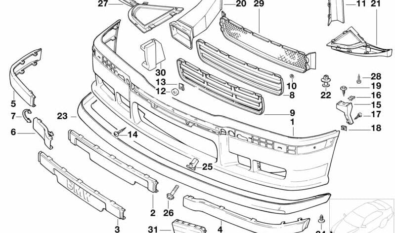 Druckbeschichtung für BMW 3 E36 -Serie (OEM 51112233869). Original BMW