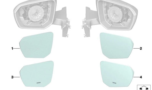 Right wide angle mirror glass for BMW i I20 (OEM 51165A08472). Original BMW
