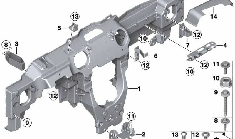 Soporte airbag acompañante OEM 51459803902 para MINI Countryman R60, Paceman R61. Original MINI.
