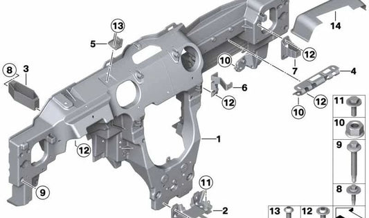 Soporte airbag acompañante OEM 51459803902 para MINI Countryman R60, Paceman R61. Original MINI.