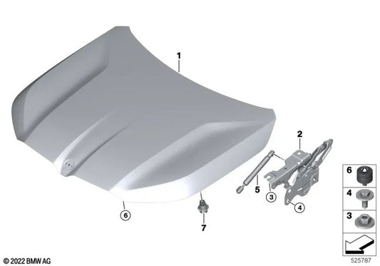 Amortecedor a gás passivo no capô dianteiro para BMW G09 (OEM 51235A71159). BMW originais.