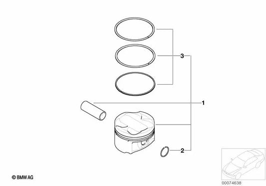 Pistão definido para BMW E46, E85, E86 (OEM 11257834017). BMW original