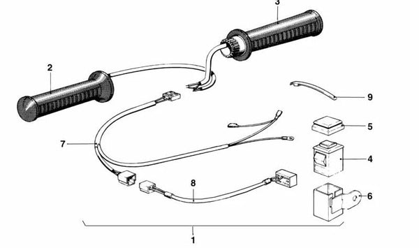 Puño calefactable izquierdo OEM 61311243979 para BMW. Compatible con los modelos: K100, K75, K1100, R1100, R850 y R1150. Original BMW.