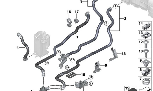 Manguera de Refrigerante de Retorno para BMW G32, G32N (OEM 64216821618). Original BMW