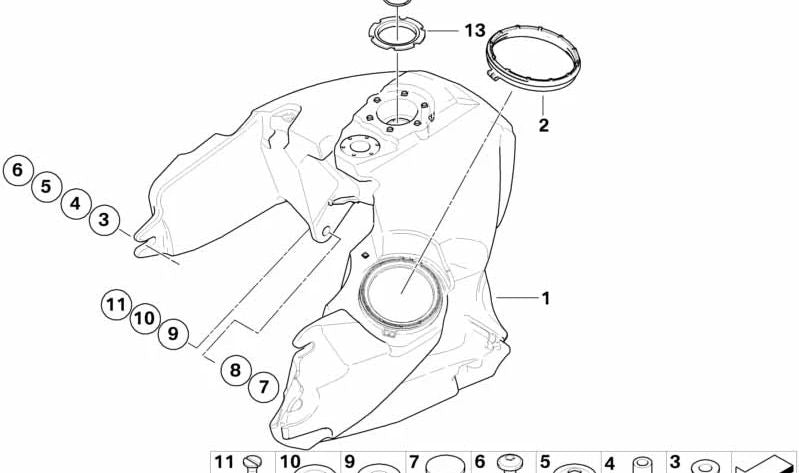 Depósito de combustible OEM 16117673705 para BMW Motorrad R 1200 ST (K28) 2005-2007. Original BMW Motorrad.