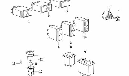 Interruptor iluminado OEM 61311377905 para BMW E30, E28, E24, E23. Compatible con modelos con techo solar manual y otros sistemas eléctricos. Original BMW.
