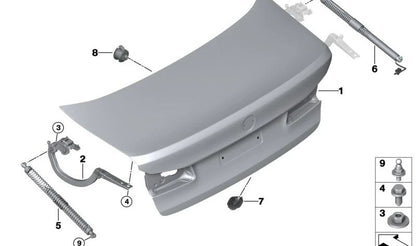 Bisagra derecha portón trasero OEM 41007440698 para BMW F90, F90N, G30, G30N, G38, G38N. Repuesto original BMW.