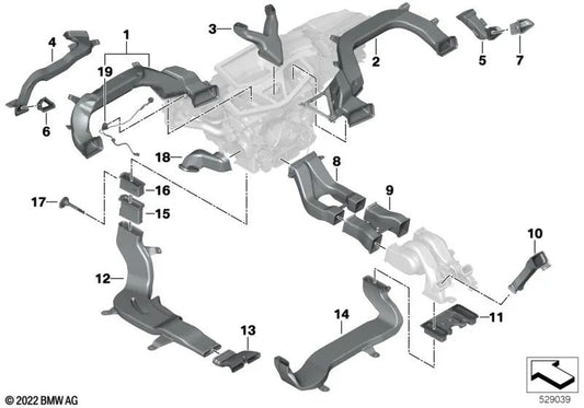 Rechtsluftkanaladapter für BMW X5 F95, G05, G18, X6 F96, G06, X7 G07, XM G09 (OEM 64116825818). Original BMW.