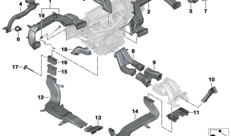 Canal de aire compartimento trasero delantero izquierdo OEM 51477434331 para BMW X5 G05, X5 M F95, X6 G06, X6 M F96, X7 G07… y más. Original BMW