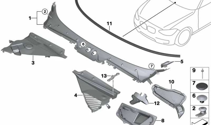Windshield Cover for BMW 1 Series F20, F21, 2 Series F22, F23, F87 (OEM 51717240679). Original BMW
