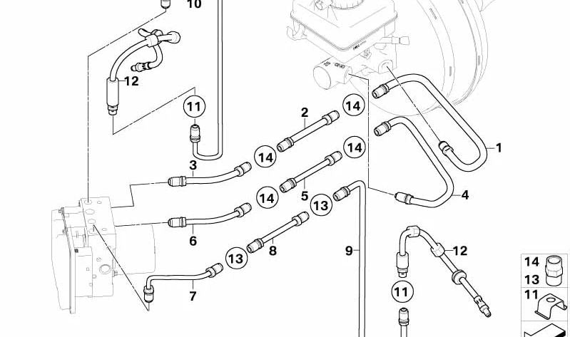 Latiguillo de freno delantero OEM 34326768124 para BMW E60, E61. Original BMW.