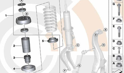 Amortiguador auxiliar delantero OEM 31336771892 para BMW E70, E71. Original BMW.