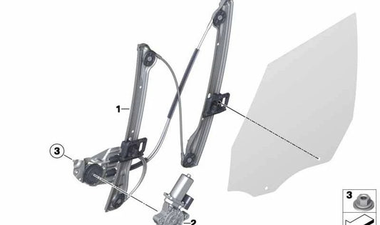 Alzacristales sin motor delantero izquierdo OEM 51339805669 para MINI Countryman R60. Original MINI.