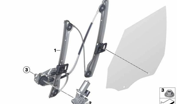 Accionamiento alzacristales delantero derecho OEM 51339810132 para MINI Paceman R61, Countryman R60. Original MINI.