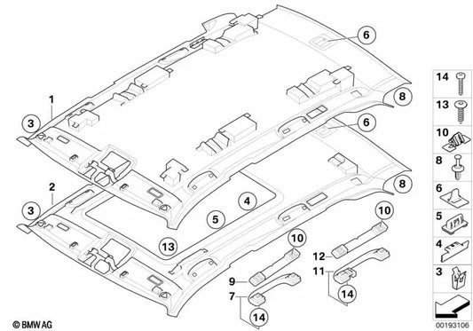 Rear right grab handle for BMW X5 E70, E70N (OEM 51166977712). Original BMW
