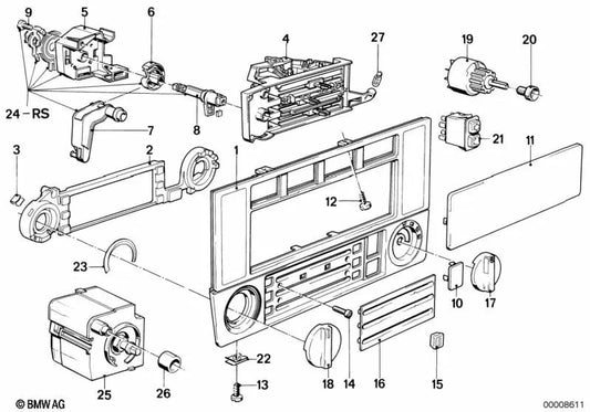 Frontplatte für die BMW 3 E30 -Serie (OEM 64111385964). Original BMW