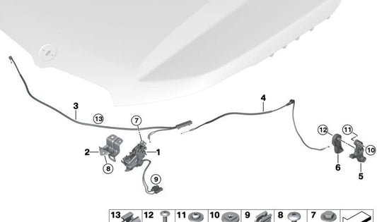 Passive lock with switch for MINI J01, J05, U25, BMW X1 U11, X2 U10 (OEM 51239879993). Original BMW
