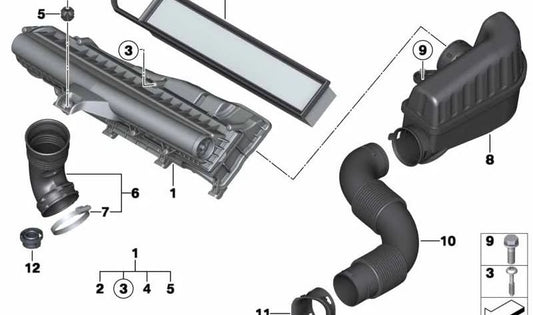 Silenciador de admisión OEM 13717565955 para MINI R56, R55 Clubman, R57 Cabrio, R58 Coupé, R59 Roadster, R60 Countryman, R61 Paceman… y más. Original MINI.